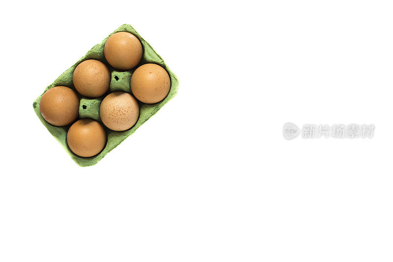 Group of six eggs in the carton